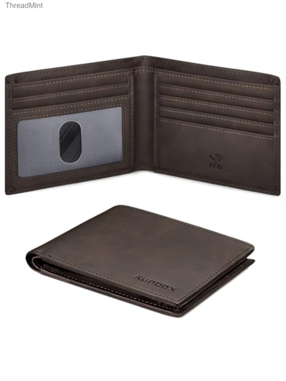 Leather Bifold Wallet RFID Blocking Slim Minimalist Front Pocket Gift Box